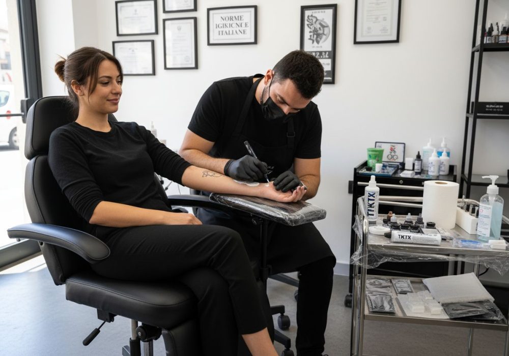 tatuatore applica anestetico