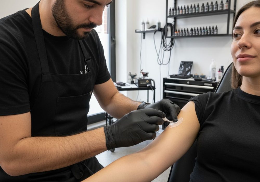 applicazione crema tatuaggio
