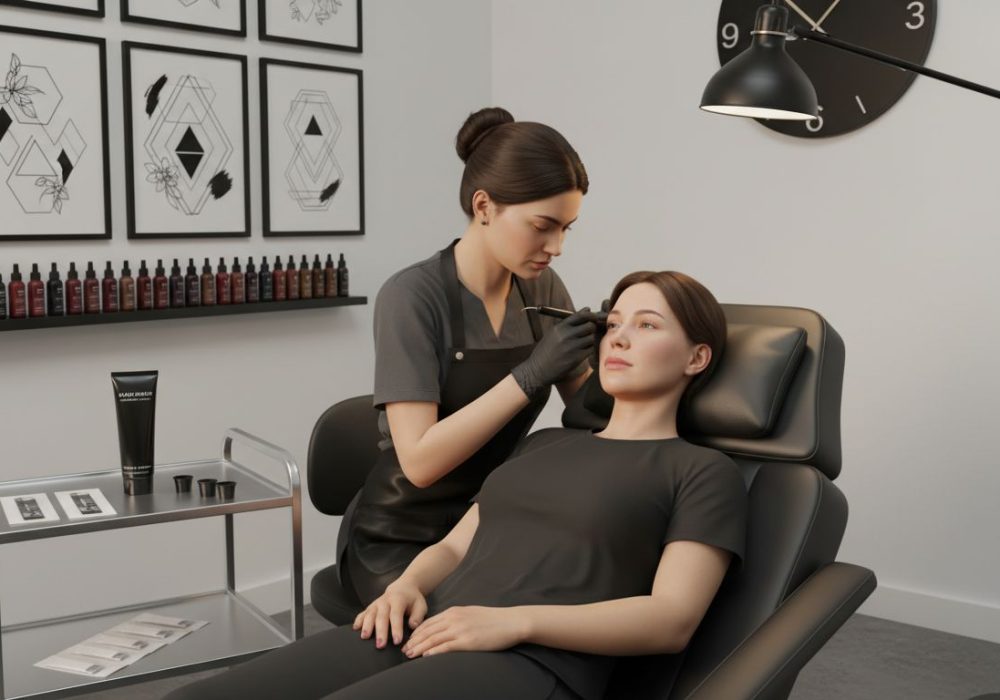 Modern tattoo studio with anesthetic preparation