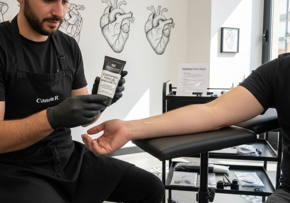 applicazione anestetico tatuaggio